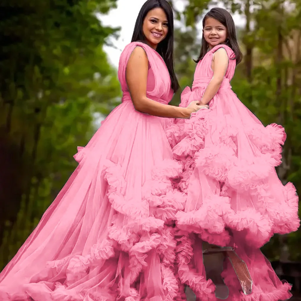 

Детское платье принцессы из фатина с плиссировкой и цветами для девочек, нарядное платье для первого причастия, бальное платье, платье для свадебной вечеринки, наряд на день рождения