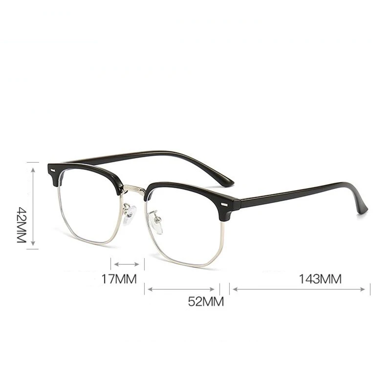 9613 Half Frame Square Optical Glasses With Prescription Anti Blue Rays/Photochromic/Myopia/Hyperopia Customized Eyeglasses