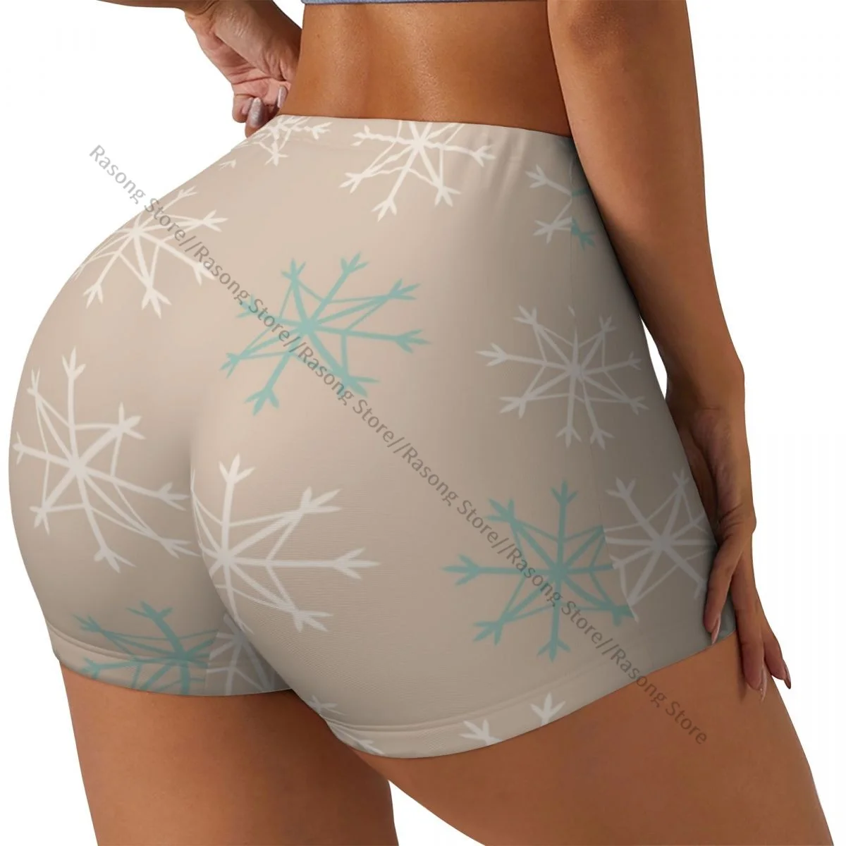 

Женские шорты для йоги с абстрактными снежинками, скребок, подтяжка ягодиц, комфортный фитнес-зал