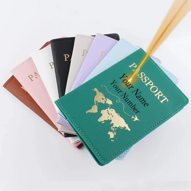 Personalized Name Passport Cover Free Custom Engraving Thin Slim Travel Passport Holder Wallet Gift Men Card Case Cover Unisex