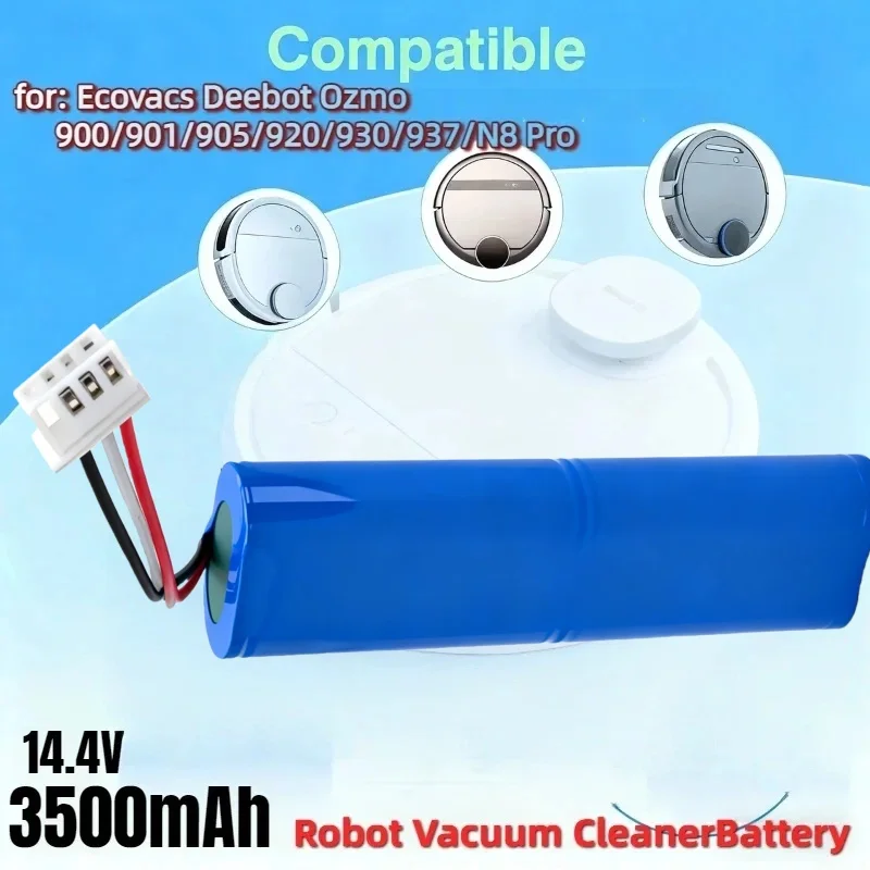 

Robot Vacuum Cleaner Replacement Battery – 14.4V 2600mAh-6800mAh Li-ION for Ecovacs Deebot Ozmo 900/901/905/920/930/937/N8 Pro