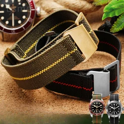 1960s French Military Parachute Comfortable Elastic Nylon Watchbands for Seiko Tudor Water Ghost Rolex Strap 18 20 22mm