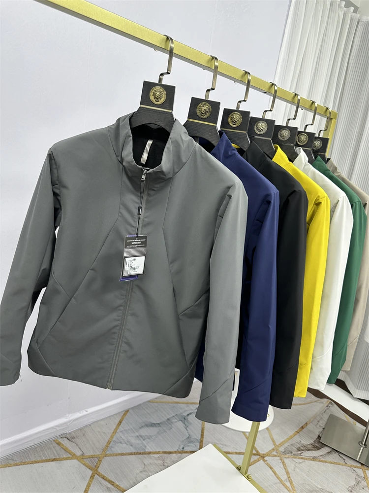 

High-End Business V Series Spring Autumn New Three-Layer Composite Thin Fleece Lightweight Stand Collar Jacket Coat