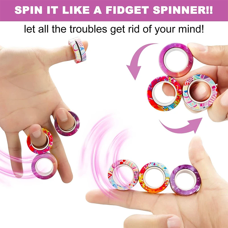 3-teiliges magnetisches Ringe-Zappelspielzeug-Set für Erwachsene, Fidget-Magnete, Spinner-Ringe, Fidget-Pack, tolles Geschenk für Erwachsene, Teenager, Kinder
