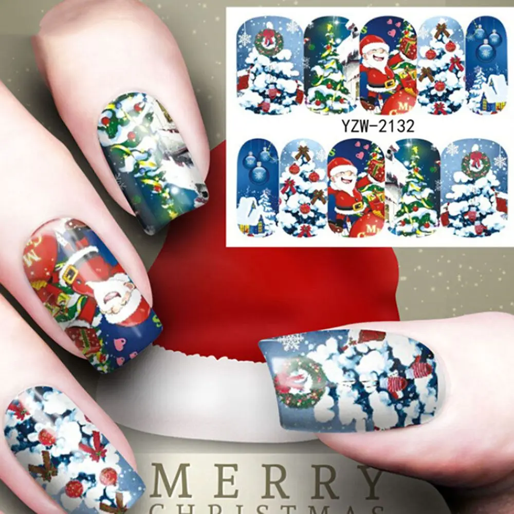 Women Snowmen Santa Claus Snowflakes Decoration Stickers Water Transfer  Decals Nail Art Stickers