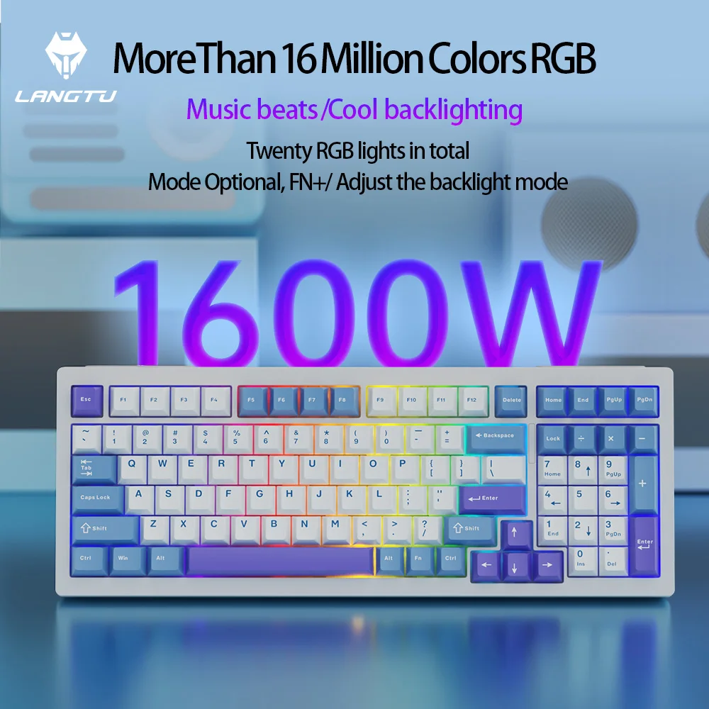 LANGTU F99 Customize Gaming Mechanical Keyboard Wireless Tri-Mode RGB 8000mAh Hot-Swap Bluetooth Keyboard for Gamer