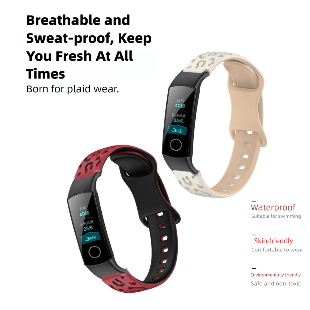 حزام بطبعة الفهد لسوار Honor Smart Band 5 4 سريع الإصدار وخفيف الوزن من السيليكون لساعة Honor Band 5 4