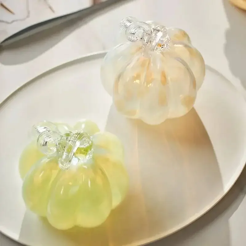 Glass Handicrafts Simulated Pumpkin Gradient Colored Glass Pumpkin Plant Ornaments Decorative Figurines Home Decoration