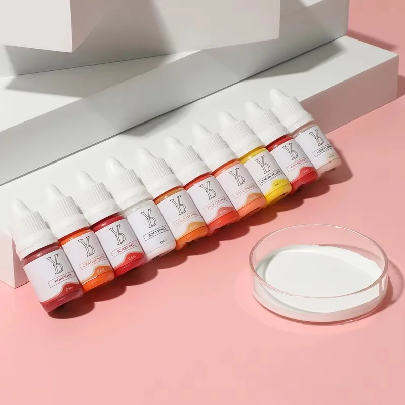 Naturalness 10 Shade Lip Tattoo Pigment Set Organic Semi-Permanent PMU Pigment for Lip Color Correction