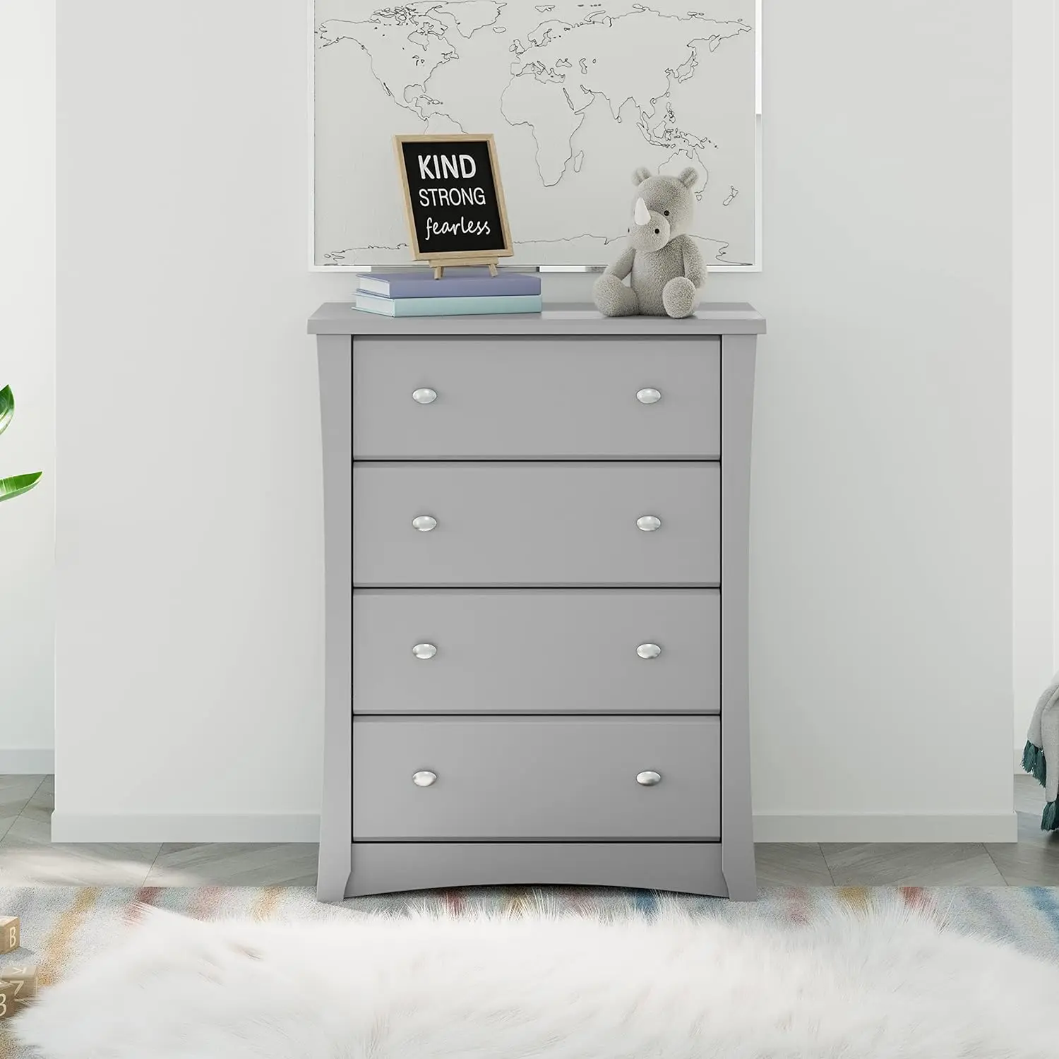 4 Drawer Chest (Pebble Gray) – GREENGUARD Gold Certified, Easy-to-Match Chest of Drawers for Nursery and Kids Bedroom