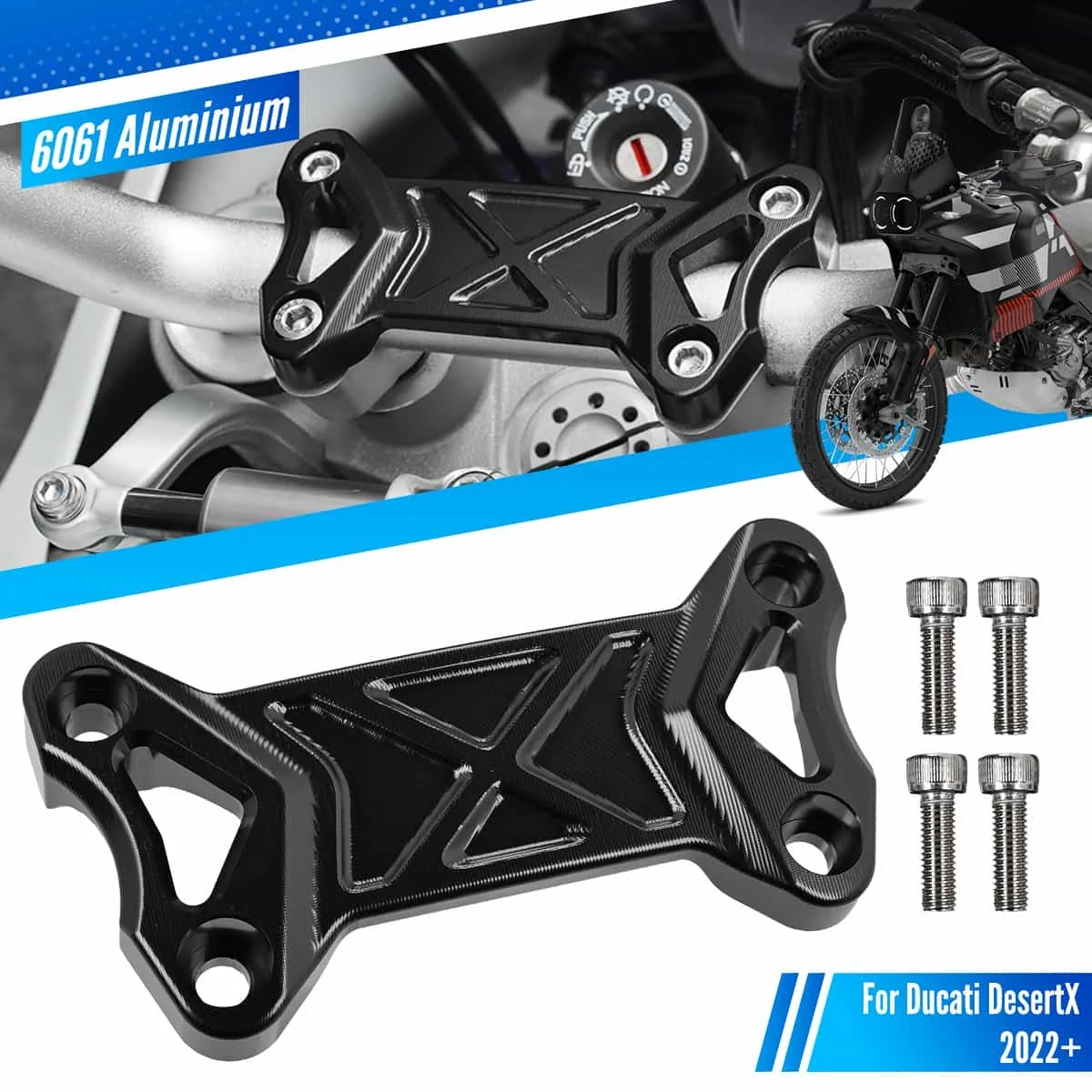 

Motorcycle Handle Bar Riser Top Cover Lever Handlebar Cap Clamp Black CNC for Ducati Desert X DesertX Desert X 2022 2023 2024