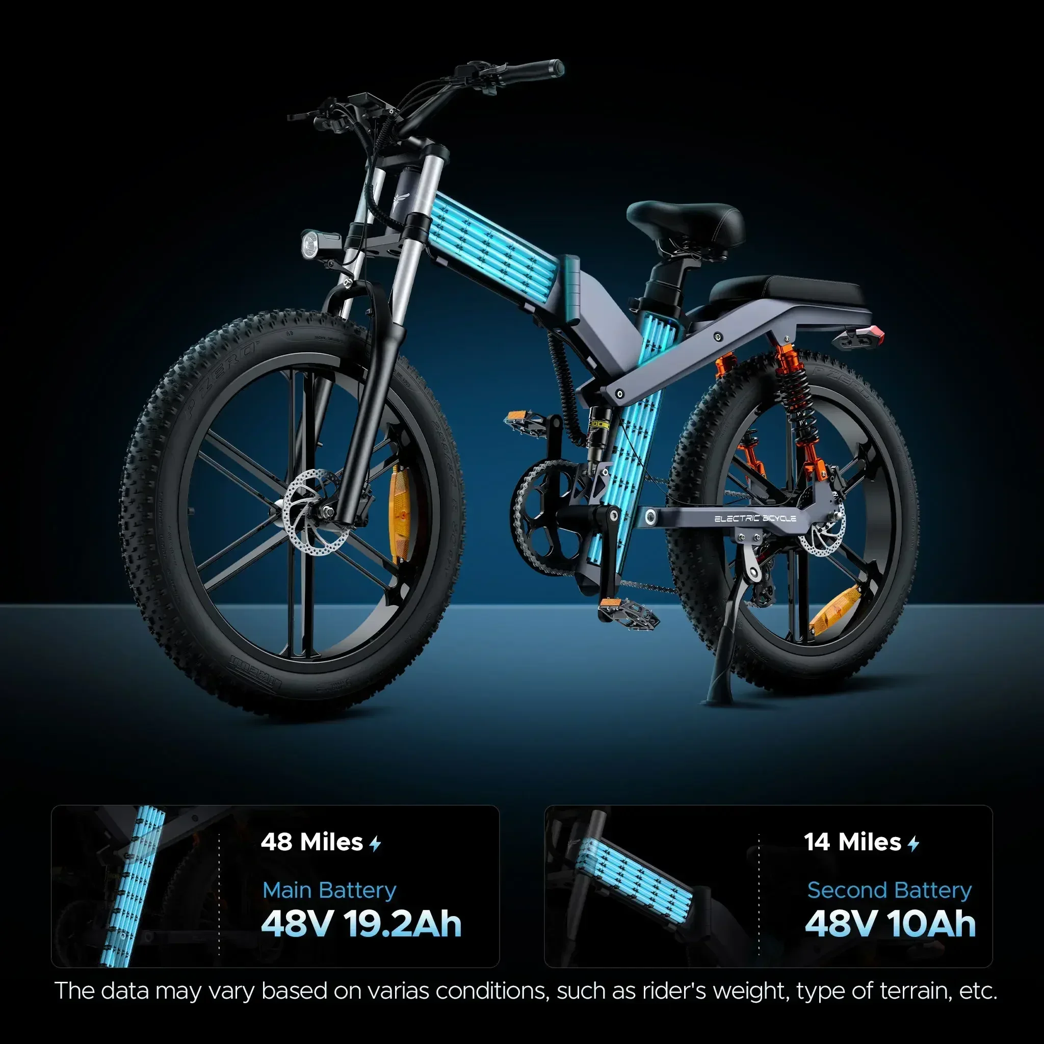 Electric Bicycle 1000W 48V29.2Ah Motor Dual Battery Hydraulic Brake Electric Bike 20*4Fat Tire Mountain E Bike