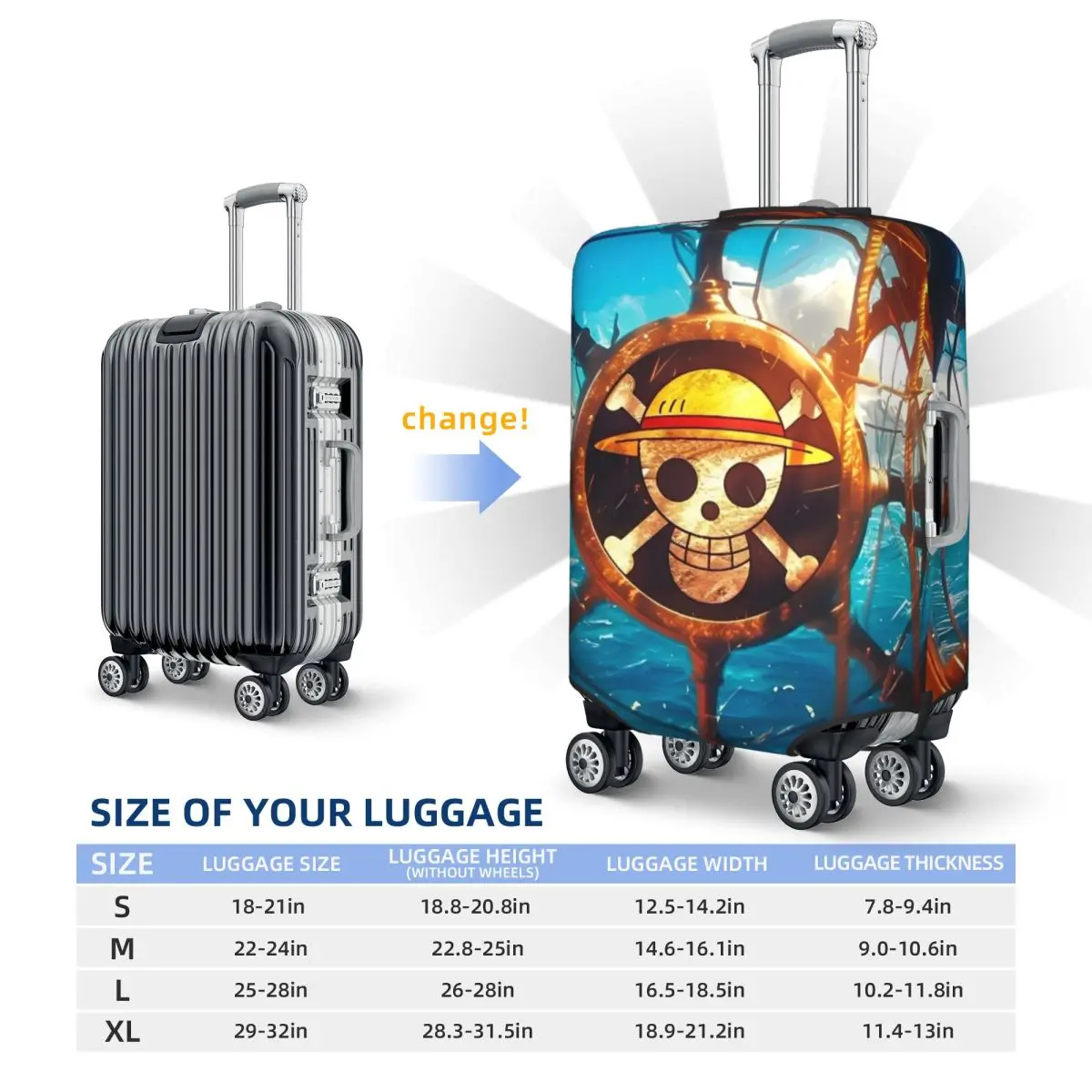 One Anime P-Pieces Suitcase Cover Vacation Fun Luggage Supplies Cruise Trip Protection