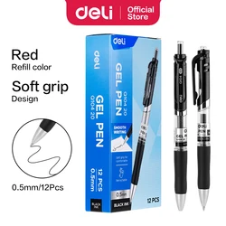 Deli Retractable Gel Pen 0.5 mm Black Blue Color Ballpoint Pen Writing Tools School Office Supplies Stationery Gel Ink Pens