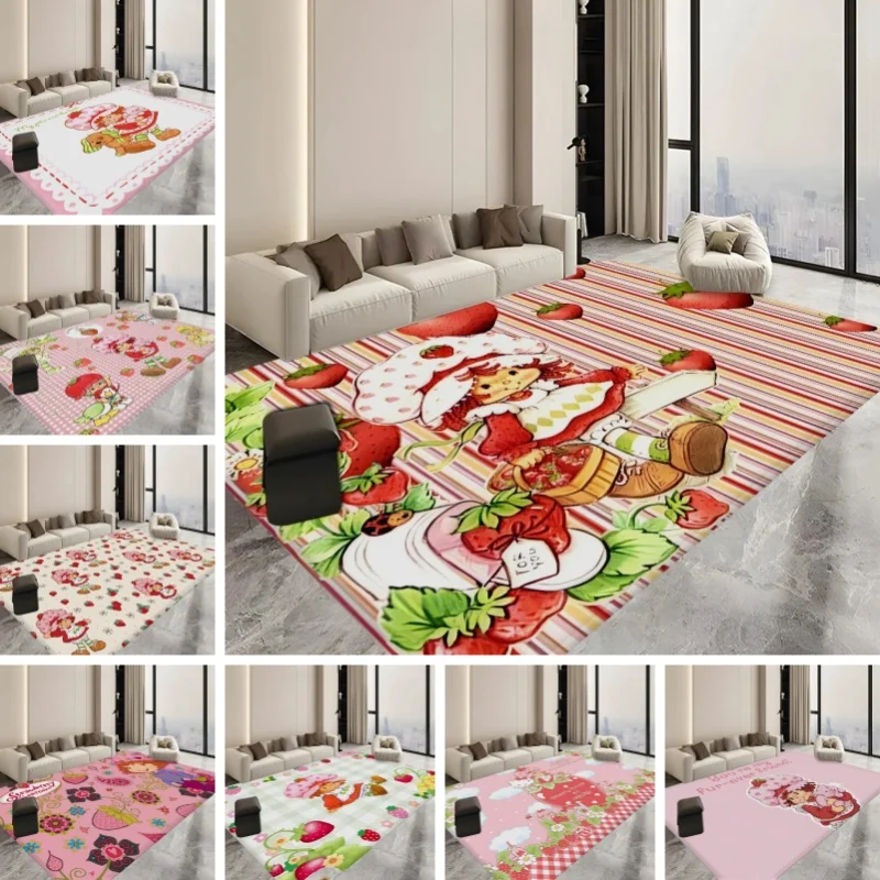 S-Strawberry Pink Girl Carpet Girl's Bedroom Decor Floor Mat Bathroom Doormat Balcony Antislip Door Mats Living Room Welcome Rug