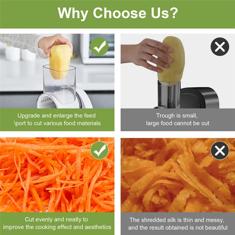 

Electric Cheese Grater Detachable Electric Salad Maker For Home Kitchen Vegetable Slicer For Potato Cheeses And Nuts-ABQU