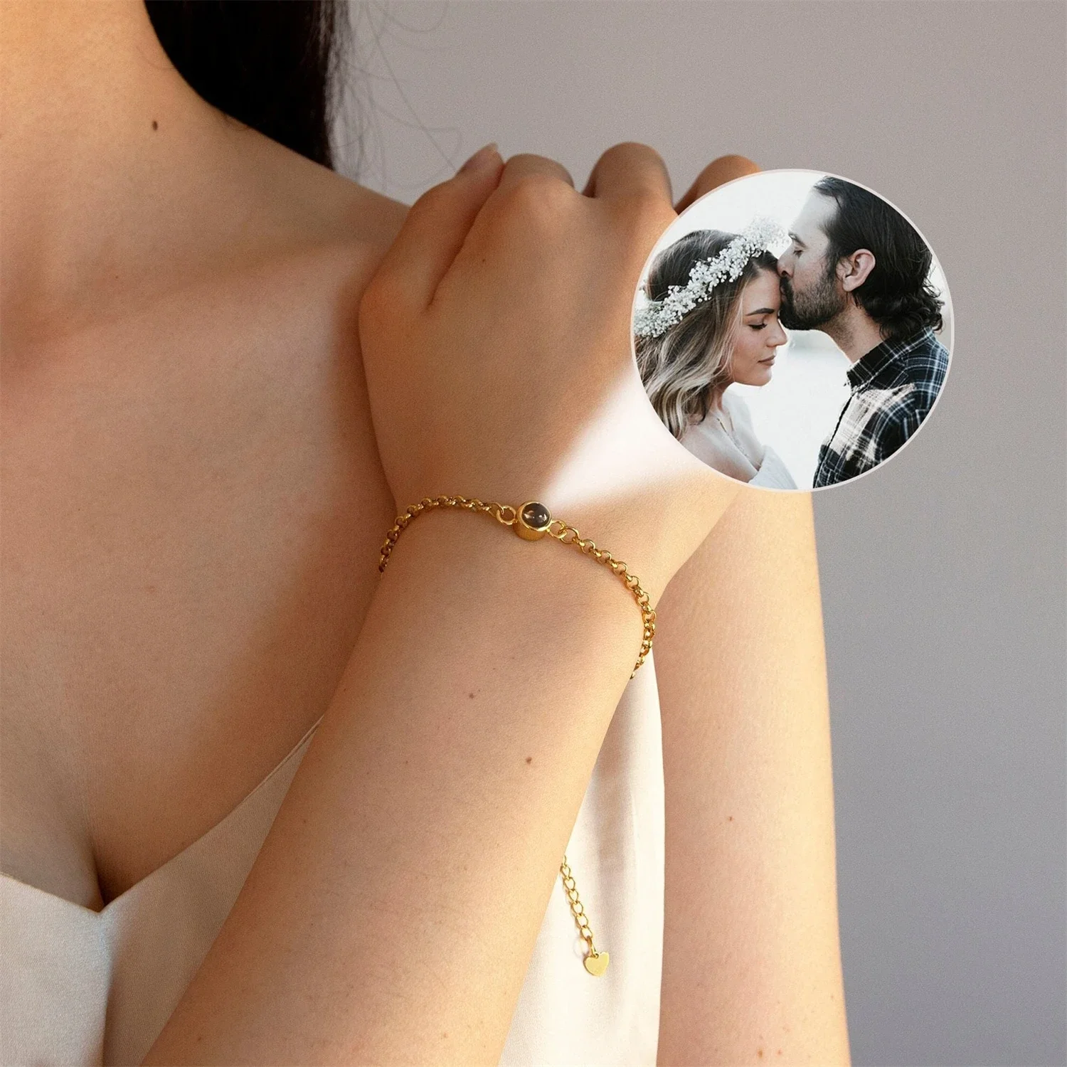 

Valentine’s Day Projection Photo Bracelet Personalized Couples Photo Bracelet Custom Portrait Photo Jewelry Gift for Wife