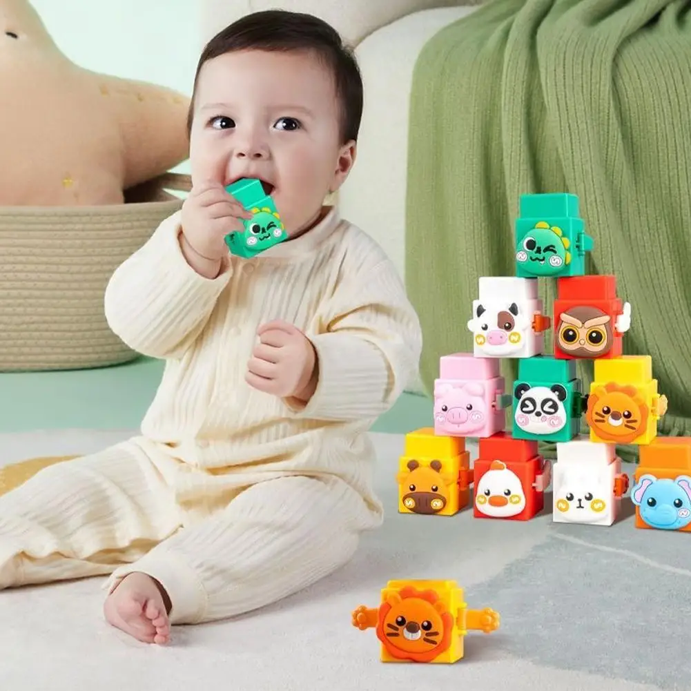 6/12 pçs empilhamento brinquedos blocos aprendizagem brinquedos presentes de aniversário desenvolvimento brinquedos sensoriais para crianças 1 2 3 4 anos de idade meninos gi p4m5