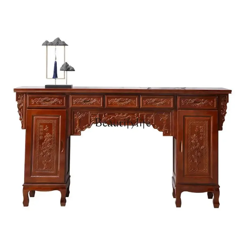

*FG44Full solid wood table Chinese Buddhist cabinet Household solid wood carving flower cabinet
