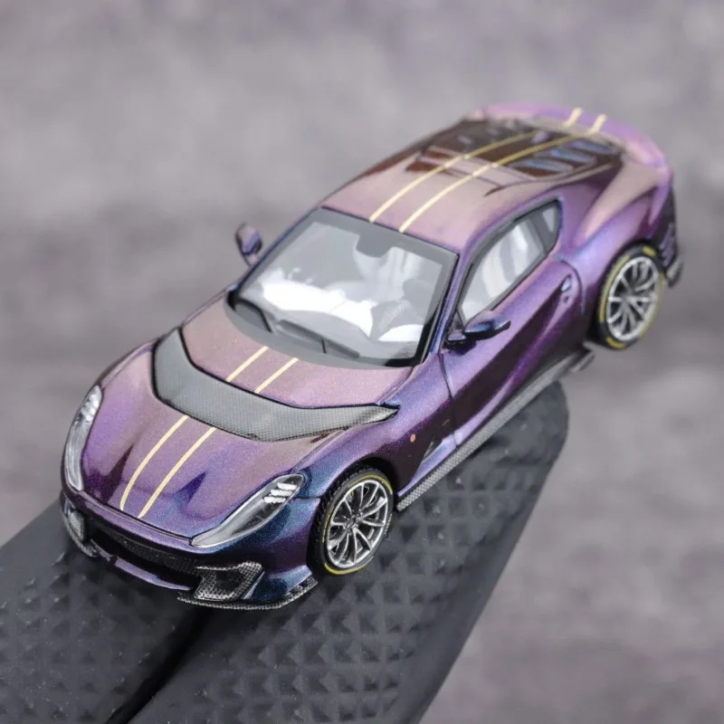 รถของเล่น TOC Fuleme 1/64 812C สีม่วงสดใส ผลิตจากโลหะผสม แบบหล่อขึ้นรูป ของสะสมสำหรับเด็กผู้ชาย ของขวัญคริสต์มาส