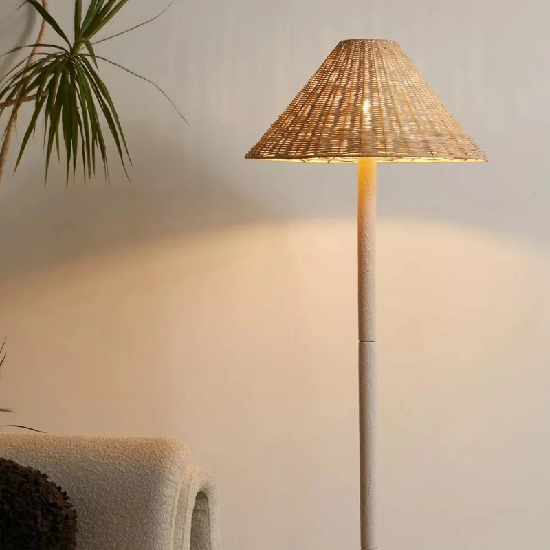 

Retro wabi silent wind atmosphere bamboo woven floor lamp living room sofa side tea room warm Internet celebrity vertical
