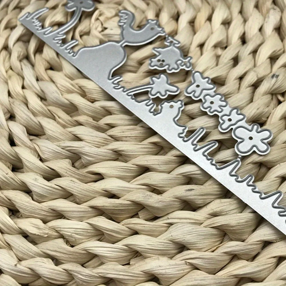 1 قطعة خلق الحرفية المعادن قطع يموت قطع يموت قالب زهرة العشب شرائط الدجاج الديكور قصاصات ورقية كرافت لكمة الإستنسل يموت