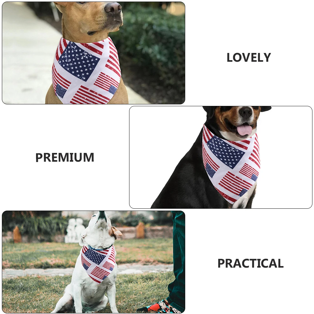 

1pc Pet Bib American Flag Costume Independence Day Scarf Durable Polyester Decorative Burp Cloth For Dogs Cats Medium Large Size