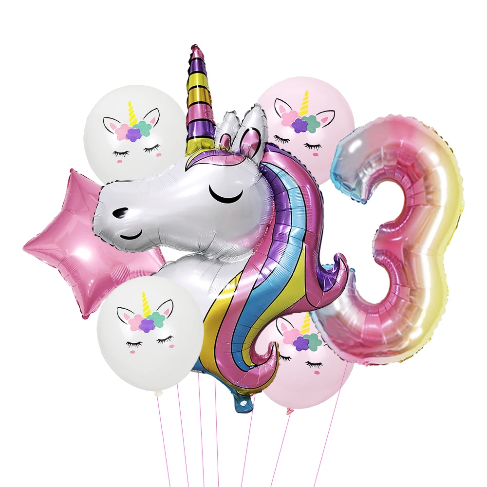 Einhorn Party Luftballons Nummer Folie Luftballons 1 2 3 4 Jahre Einhorn Geburtstags feier Dekoration Regenbogen Einhorn Luftballons Baby party – Detail 4