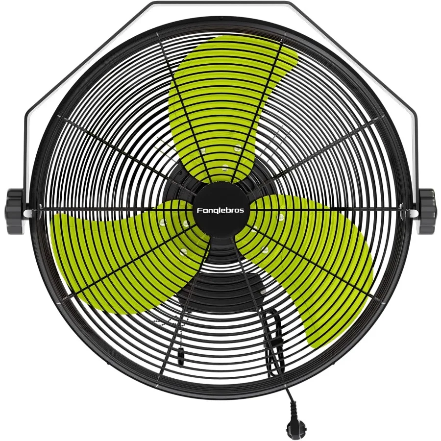 مروحة مثبتة على الحائط عالية السرعة مقاس 4580 CFM مقاس 18 بوصة مع تشغيل 3 سرعات ومحرك مختوم ومروحة معدنية شديدة التحمل قابلة للإمالة 360 درجة #1