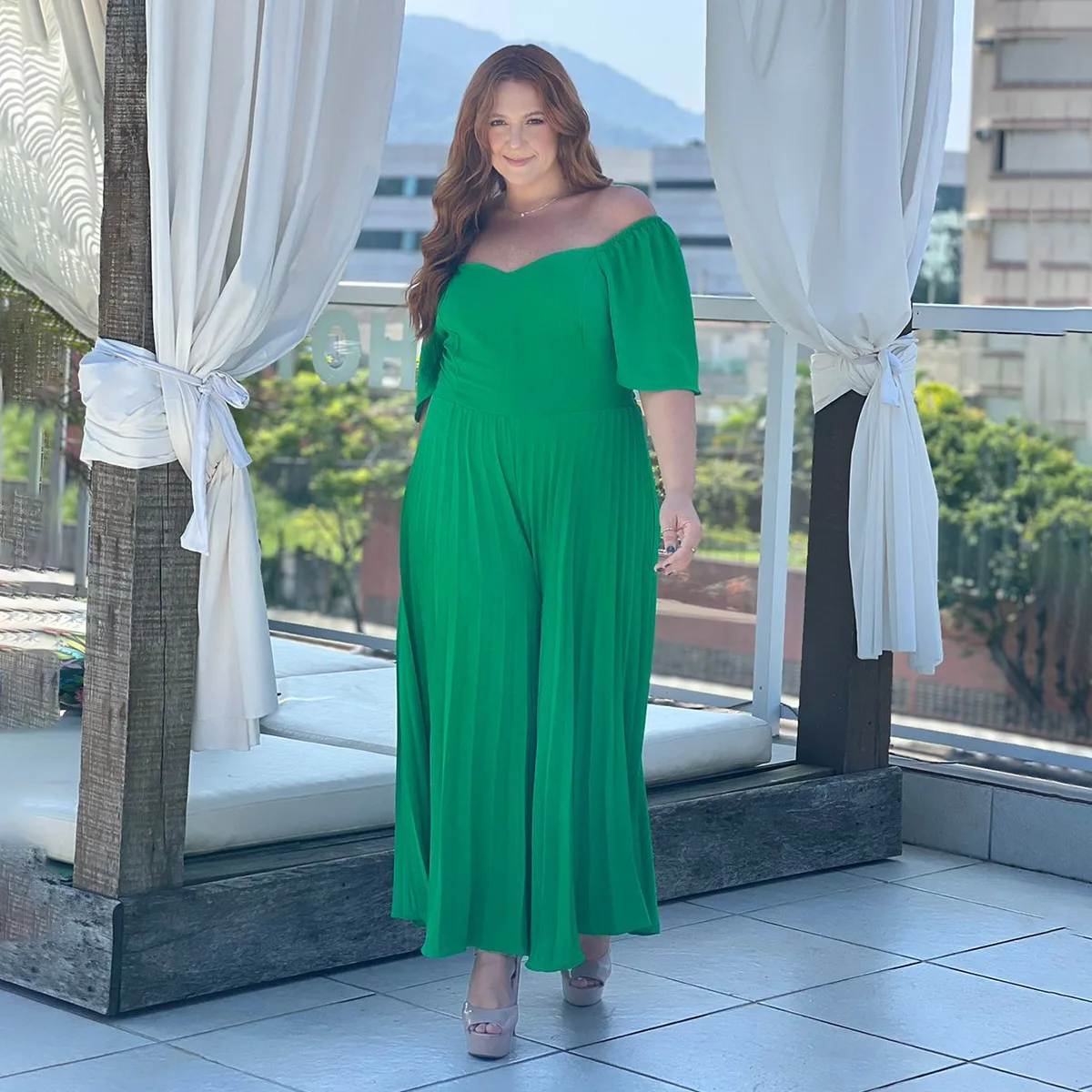 Plus Size Plissee Overall weiblich schulter freie Kleidung Frauen einteiliges Outfit weites Bein Hose 2023 Sommer Herbst eleganter Overall