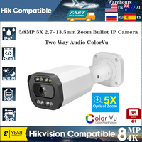 Hikvision Compatible 8MP 5MP 5X Zoom ColorVu Bullet IP Camera 2.7-13.5mm Two Way Audio POE Audio Human Vehicle Detect Home CCTV0