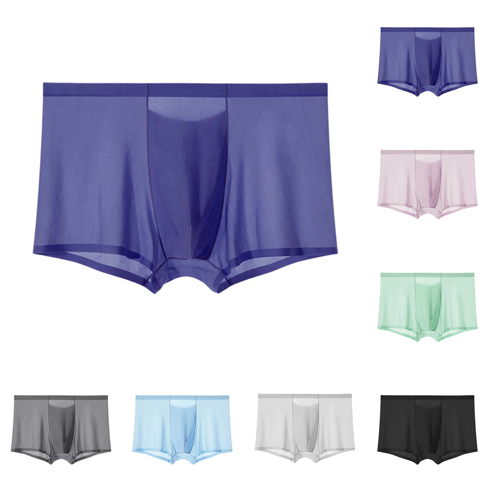 Mens Summer Boxer Shorts Solid Color Square-Cut Shorts Speed Dry Comfortable  Underwear