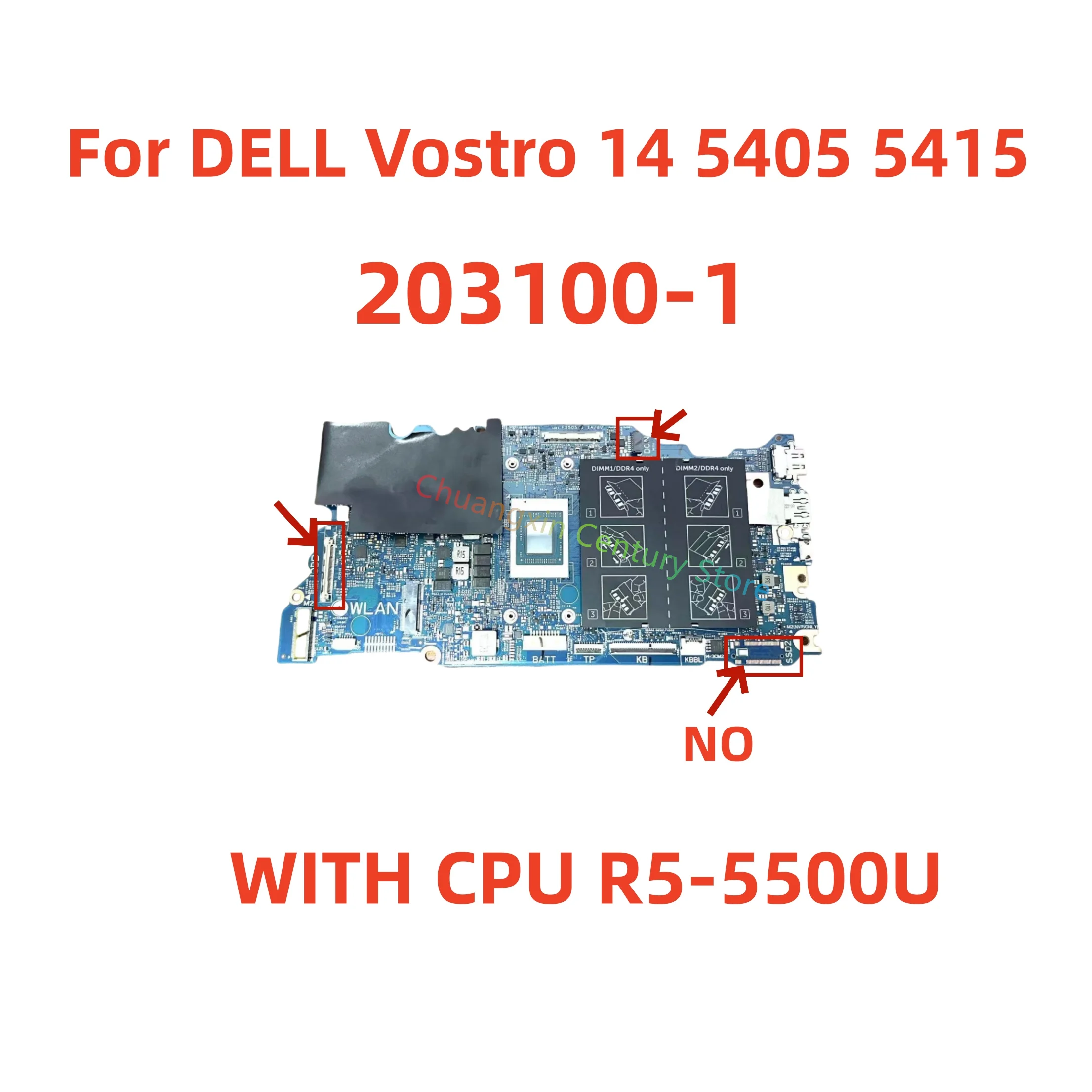 

Материнская плата 203100-1 подходит для ноутбука DELL Vostro 14 5405 5415, оснащенная процессором R5-5500U. Пожалуйста, проверьте интерфейс