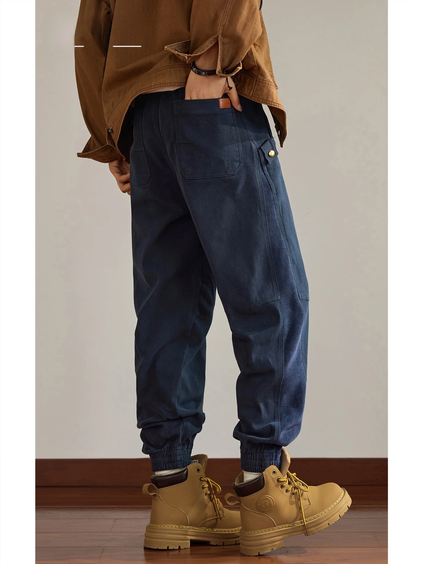 

Американская ретро спецодежда на подкладке, повседневные брюки, мужские свободные эластичные длинные брюки Harlan Haome на осень и зиму