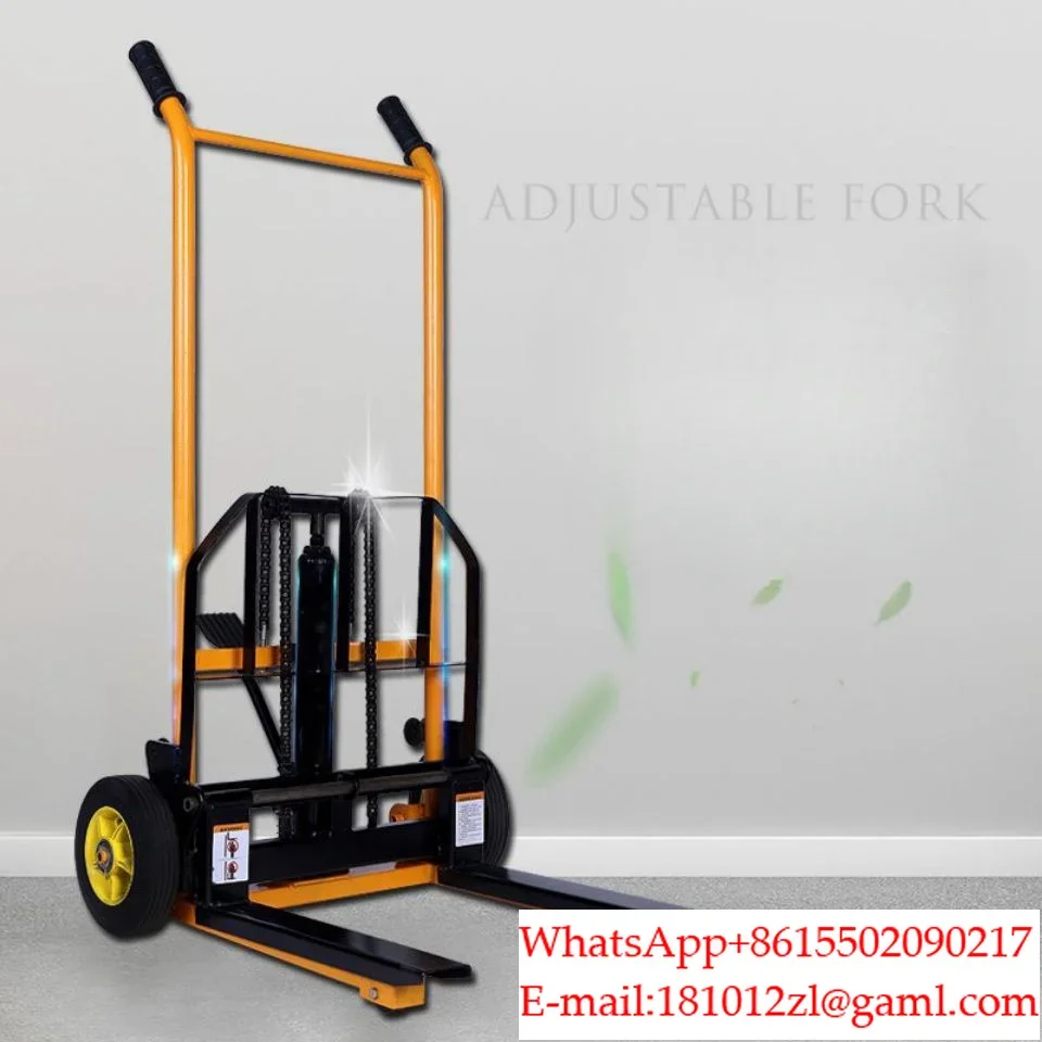 Small forklift manual stacker micro hydraulic lifter truck portable household lift truck loading and unloading forklift