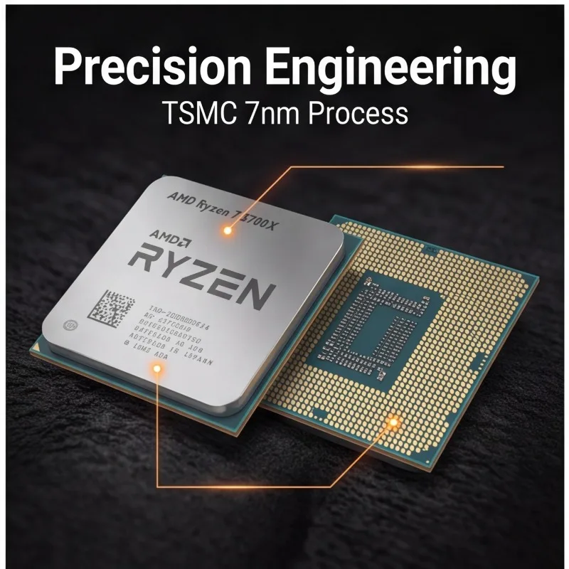 Socket AM4 Desktop CPU AMD R7 5700X 3.4GHz-4.6GHz Frequency 7nm Process 65W Processor Without Heatsink view 5