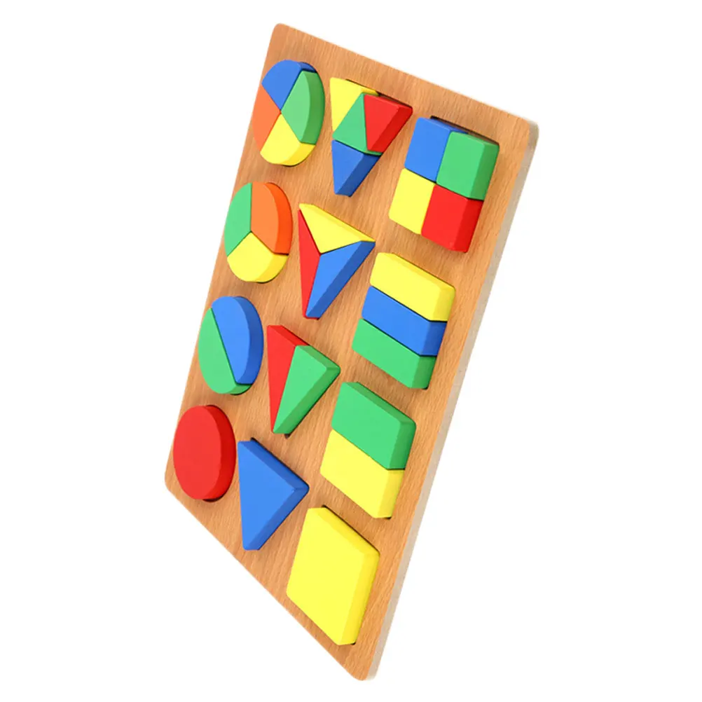 1set Geometrische Platte Form Anerkennung Spielzeug Bunte Holz Jigsaw Frühen Lernen Bildungs Kinder Spiel