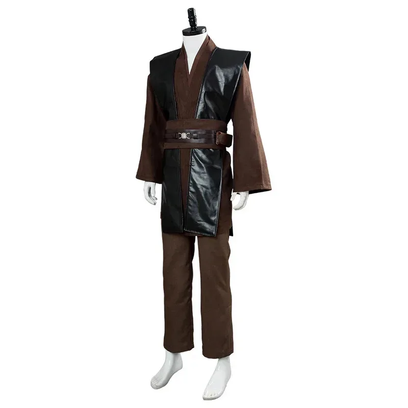 

♥ New 2025 Anakin Cosplay Costume Adult Men Knight Fantasy Brown Uniform Top Belt Outfits Halloween Carniva ★ Bear House