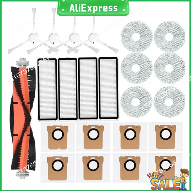 A04R 23PCS For Xiaomi Robot Vacuum X10+ X10 Plus B101GL Spare Parts Accessories Main Side Brush Hepa Filter Mop Rag Dust Bag