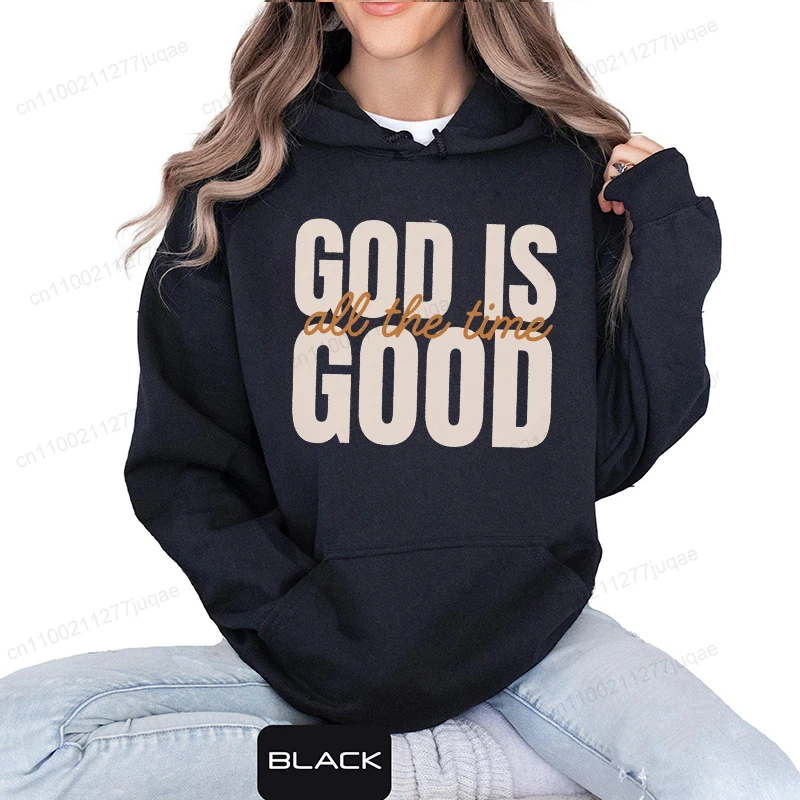 เสื้อสเวตเชิ้ตสไตล์เรโทรคริสเตียน, เสื้อฮู้ด God Is Good All The Time, ชุดกีฬาคริสเตียนสำหรับคริสต์มาส, เสื้อสเวตเชิ้ต Faith Fleeece สำหรับผู้หญิง