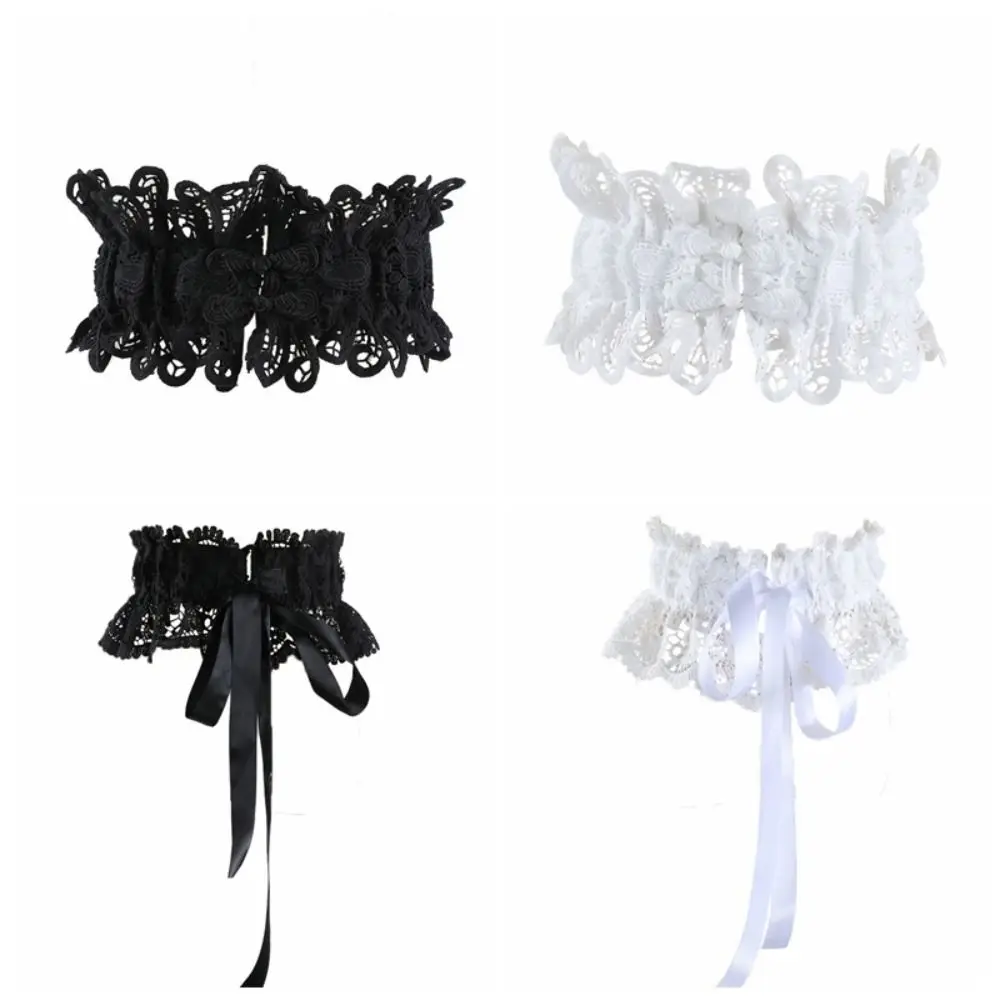 Elegant Solid Color Lace Cummerbunds Hollow Elastic Corset Belt Tie Rope Slimming Wide Waist Corset Outfits