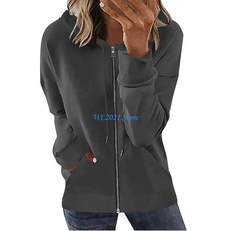 

G5GC Women's hooded casual winter coat, loose fit, trendy hooded zip-up sweatshirt