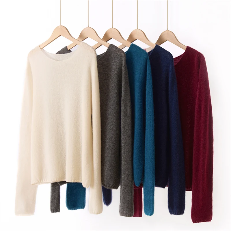 

MEETCC Women's 100% Cashmere Thin Sweater Spring Autumn O Neck Pullover Quality Soft Cashmere Knitwear Basic Casual Tops