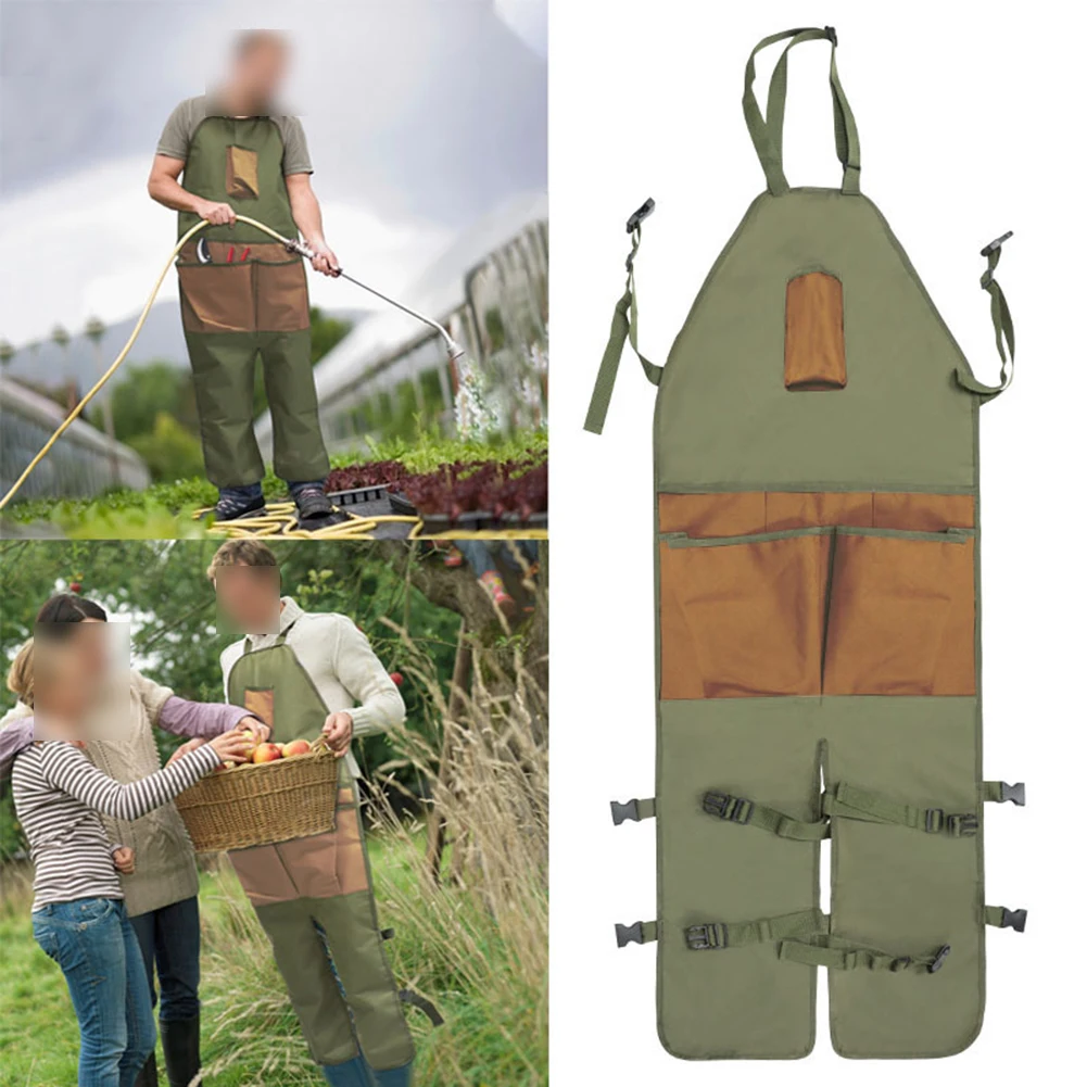 Gardening Green Garden Apron Heavy-duty Gardening Apron With Straps Neck And Waist Straps Full Length Protection