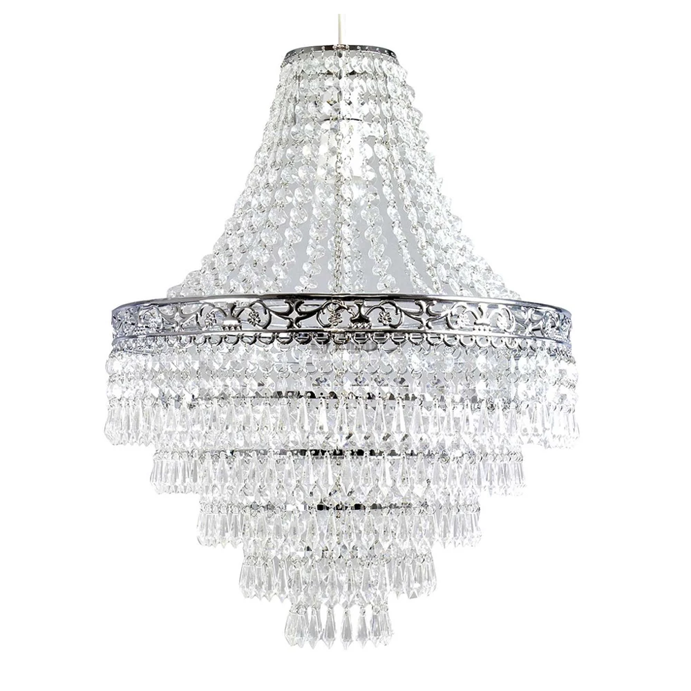 

Blenheim 47cm Plastic Large Acrylic Chandelier Shade Easy Fit Pendant Droplets Lamp Shade no Bulb (Without Light Cord Kit)