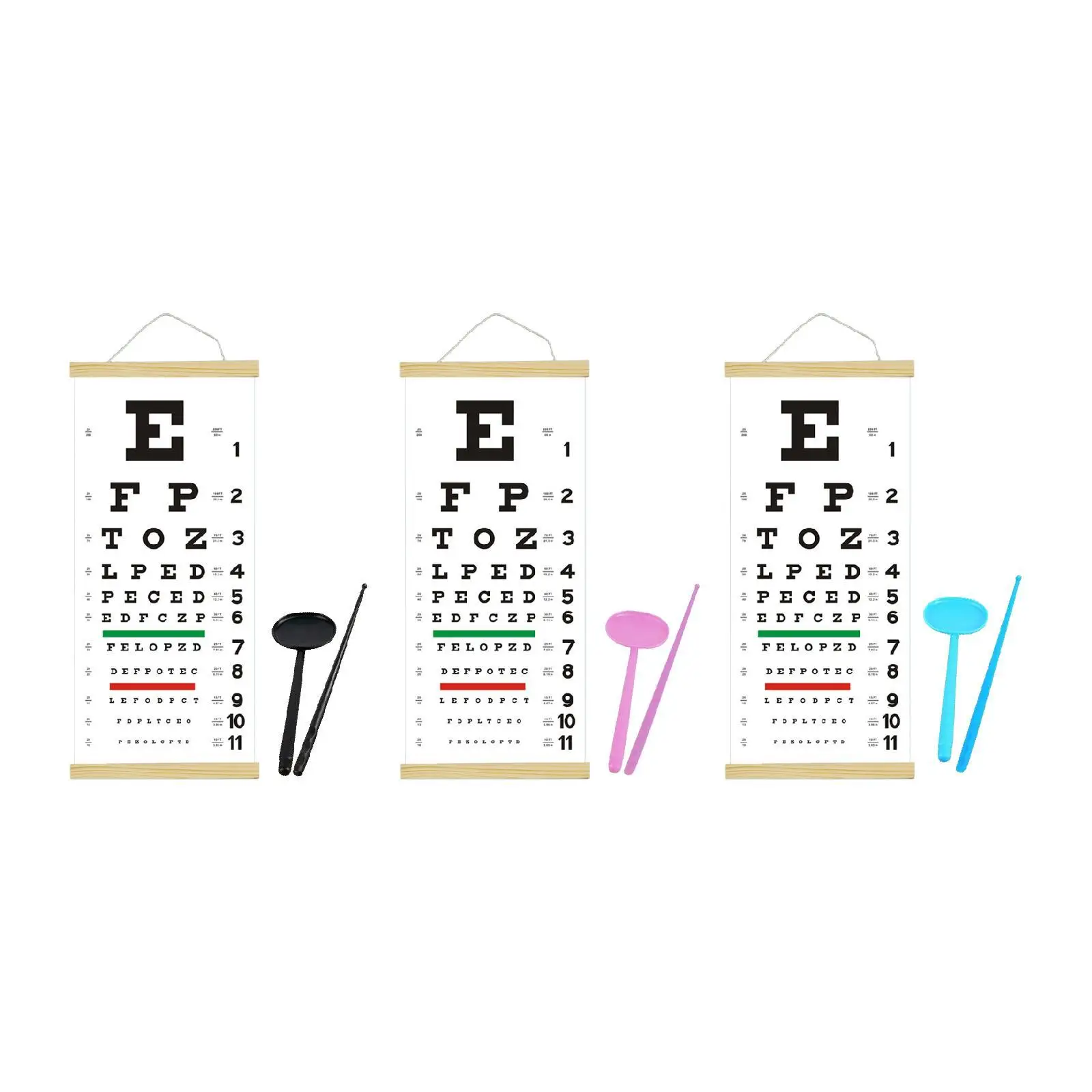 Eye Chart with Occluder Visual Acuity Testing with Hand Pointer Eye Testing Chart for Physical Examination Kids