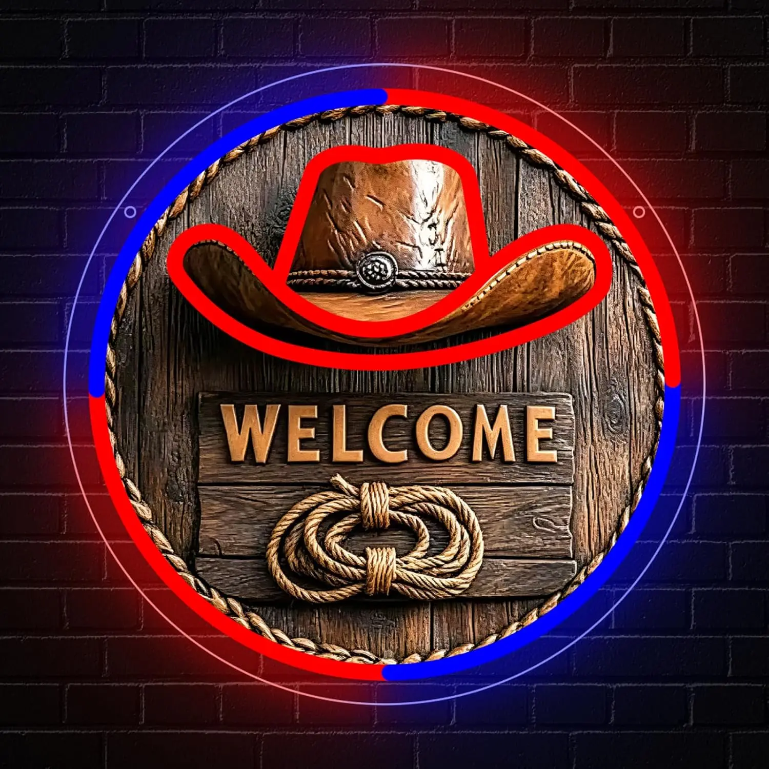 Cowboy Hat Welcome Neon Sign Christmas Decor LED Neon Light Western Style Wall Art For Bar Farm Room Xmas Gift USB Neon Lamp