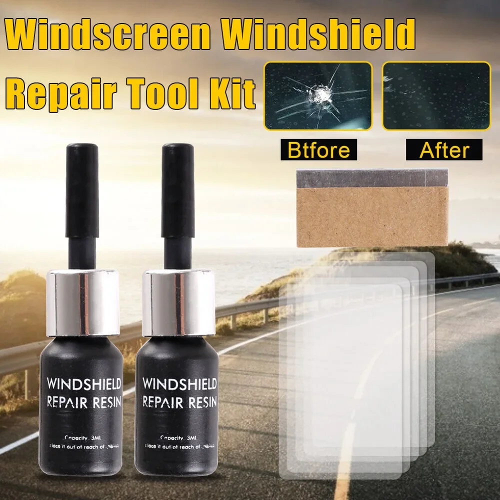 2/4PCS Automotive Glass Nano Repair Fluid Car Windshield Resin Crack Tool-Kit Scratch Agent Glass Repair Adhesive Set