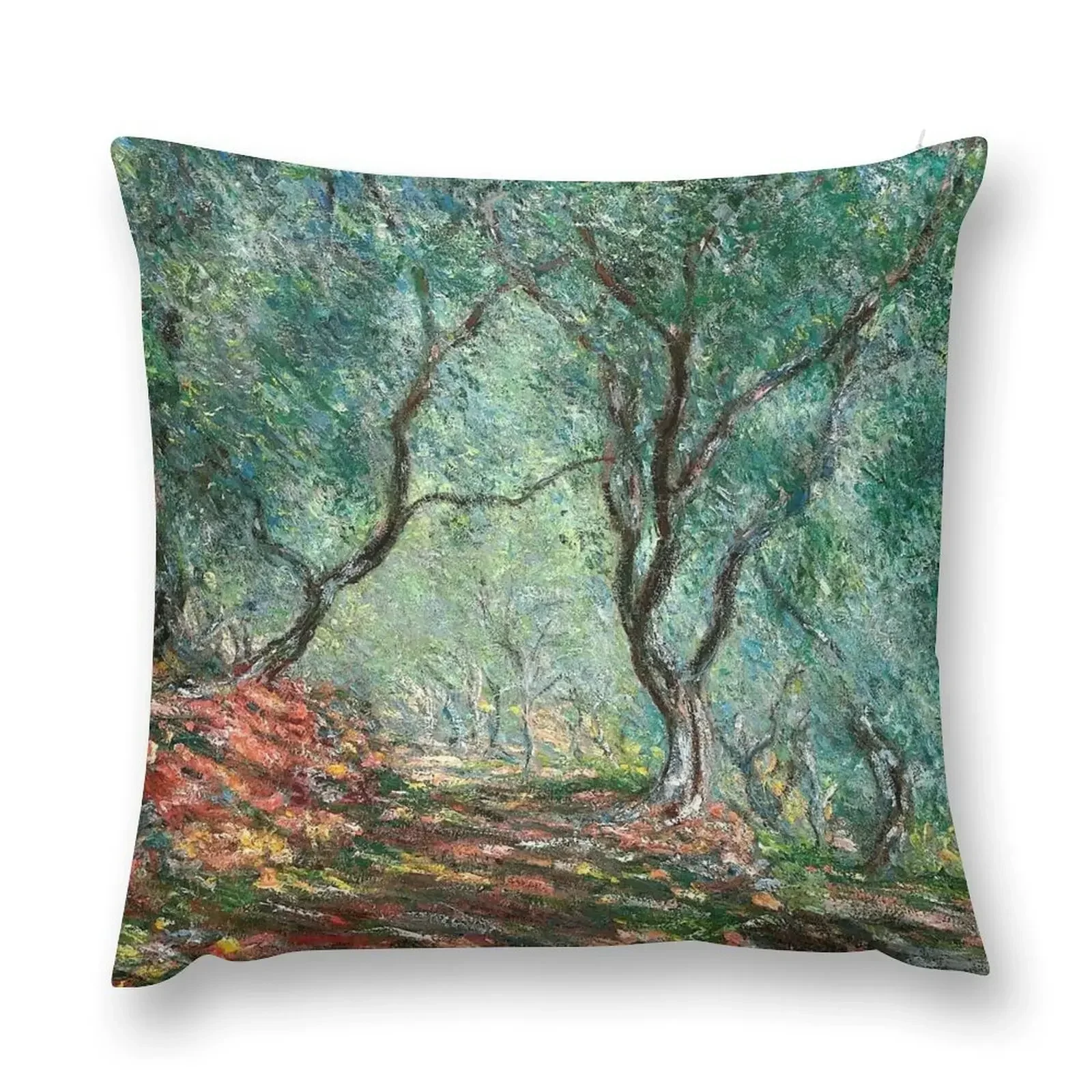 Claude Monet - Olive Tree Wood in Moreno Garden Throw Pillow Pillowcase Sofa Cushions Covers pillow