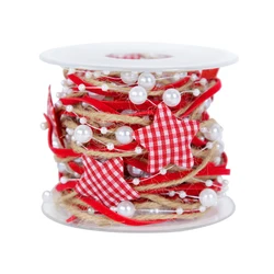 1/2M Christmas Ribbon Decoration Star Bead Chain Ribbon Xmas Tree Ornament DIY Christmas Gift Box Packaging 2026 New Year Natal